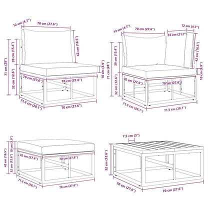 Garten-Sofa-Set mit Kissen 11 pcs Schwarz Aluminium
