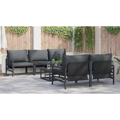 Garten-Sofa-Set mit Kissen 6 pcs Anthrazit Stahl & Stoff