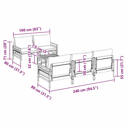 Garten-Sofa-Set mit Kissen 6 pcs Anthrazit Stahl & Stoff