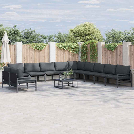 Garten-Sofa-Set 11 pcs Anthrazit Stahl