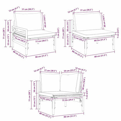 Garten-Sofa-Set 11 pcs Anthrazit Stahl
