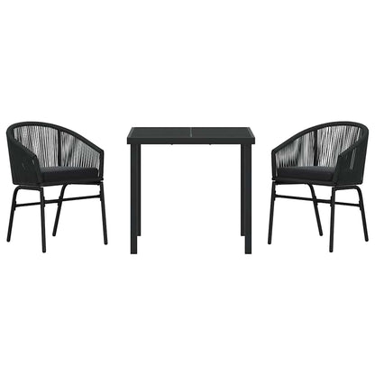 Garten Essgruppe 3 pcs Schwarz Poly Rattan