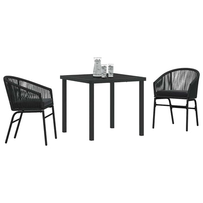 Garten Essgruppe 3 pcs Schwarz Poly Rattan