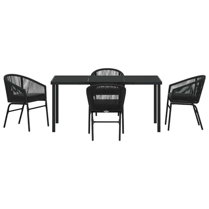 Garten Essgruppe 5 pcs Schwarz Poly Rattan
