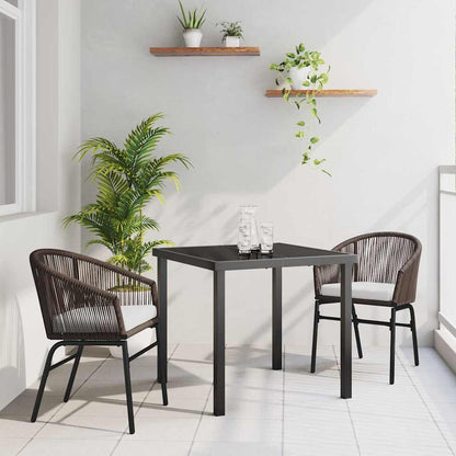 Garten Essgruppe 3 pcs Braun Poly Rattan
