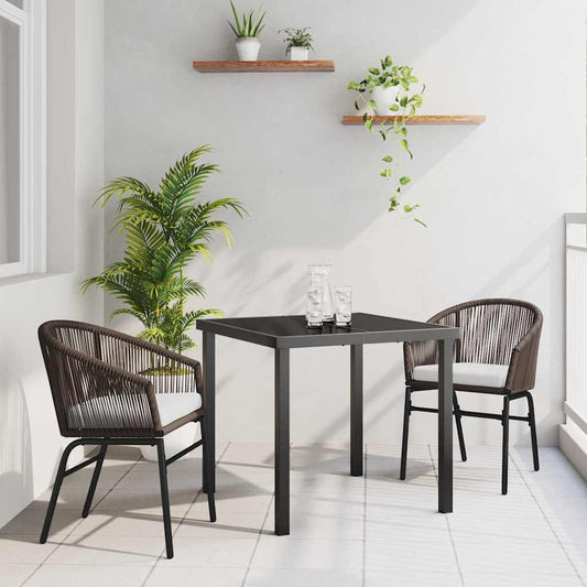 Garten Essgruppe 3 pcs Braun Poly Rattan