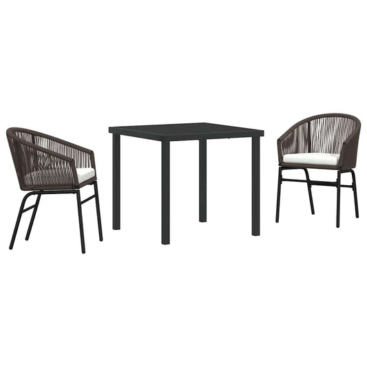 Garten Essgruppe 3 pcs Braun Poly Rattan