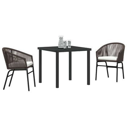 Garten Essgruppe 3 pcs Braun Poly Rattan