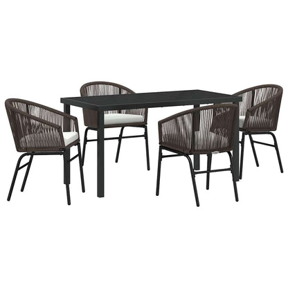 Garten Essgruppe 5 pcs Braun Poly Rattan