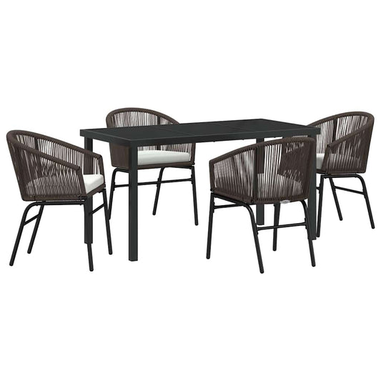 Garten Essgruppe 5 pcs Braun Poly Rattan