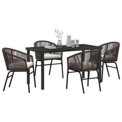 Garten Essgruppe 5 pcs Braun Poly Rattan