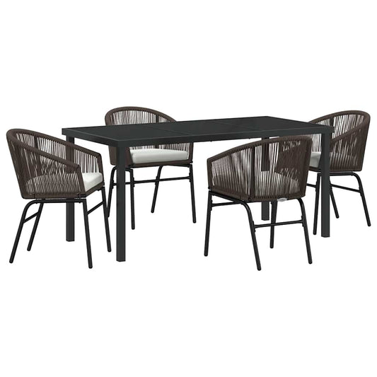 Garten Essgruppe 5 pcs Braun Poly Rattan