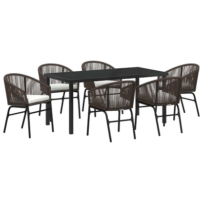 Garten Essgruppe 7 pcs Braun Poly Rattan
