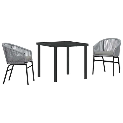 Garten Essgruppe 3 pcs Grau Poly Rattan