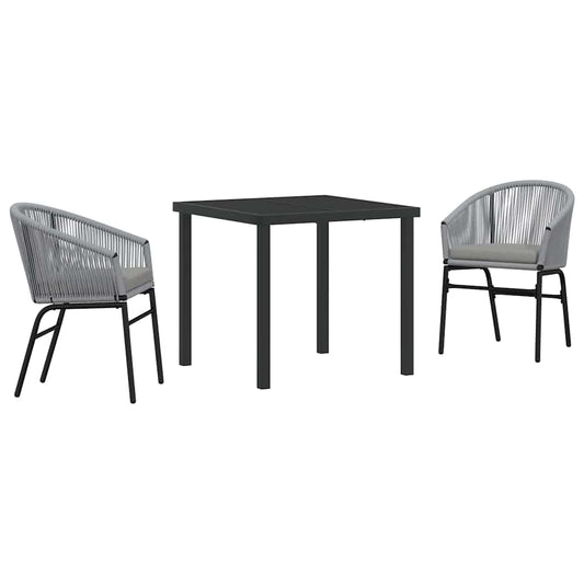 Garten Essgruppe 3 pcs Grau Poly Rattan