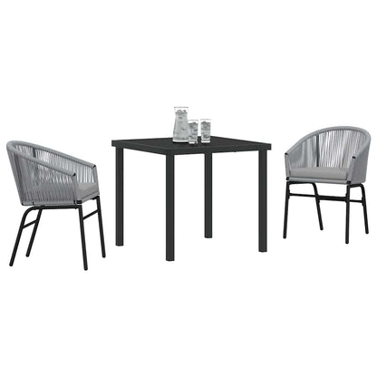 Garten Essgruppe 3 pcs Grau Poly Rattan