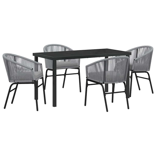 Garten Essgruppe 5 pcs Grau Poly Rattan