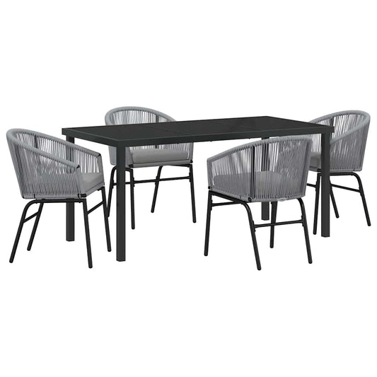 Garten Essgruppe 5 pcs Grau Poly Rattan