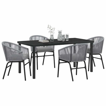 Garten Essgruppe 5 pcs Grau Poly Rattan