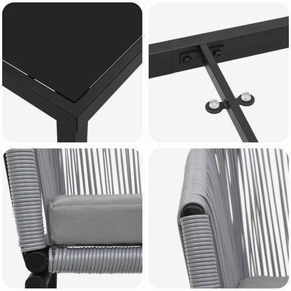 Garten Essgruppe 7 pcs Grau Poly Rattan