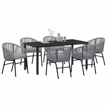 Garten Essgruppe 7 pcs Grau Poly Rattan