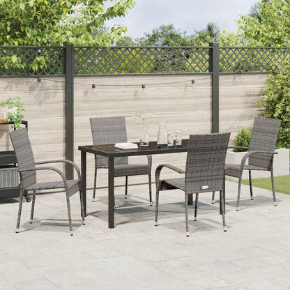 Garten Essgruppe 5 pcs Grau Poly Rattan