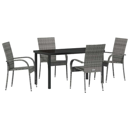 Garten Essgruppe 5 pcs Grau Poly Rattan