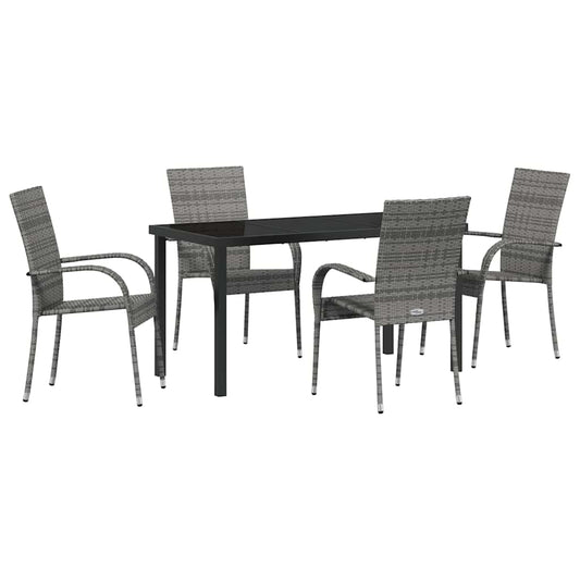 Garten Essgruppe 5 pcs Grau Poly Rattan