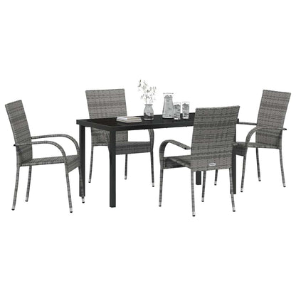 Garten Essgruppe 5 pcs Grau Poly Rattan