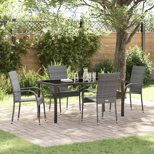 Garten Essgruppe 5 pcs Grau Poly Rattan
