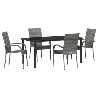 Garten Essgruppe 5 pcs Grau Poly Rattan