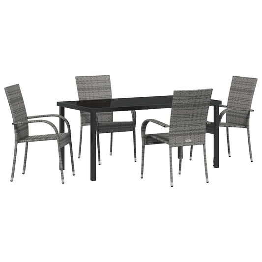 Garten Essgruppe 5 pcs Grau Poly Rattan