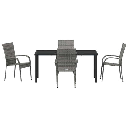 Garten Essgruppe 5 pcs Grau Poly Rattan