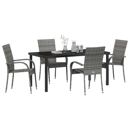 Garten Essgruppe 5 pcs Grau Poly Rattan