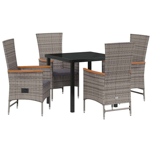 Garten Essgruppe mit Kissen 5 pcs Grau Poly Rattan