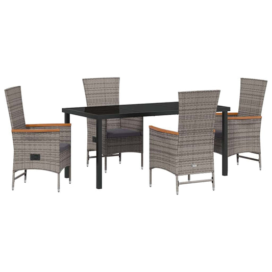 Garten Essgruppe mit Kissen 5 pcs Grau Poly Rattan