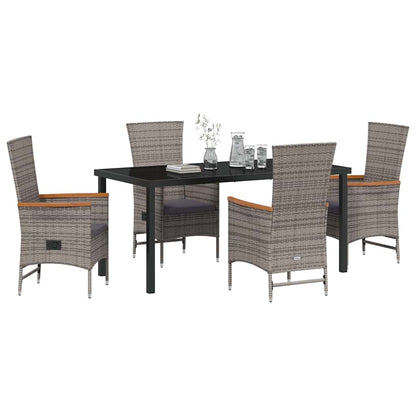 Garten Essgruppe mit Kissen 5 pcs Grau Poly Rattan