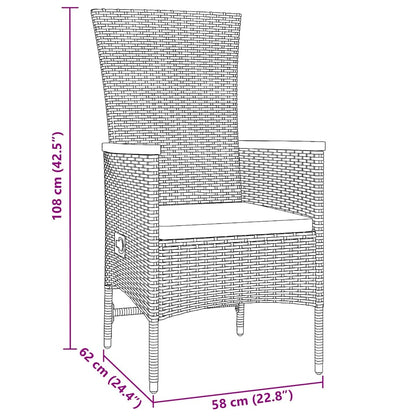 Garten Essgruppe mit Kissen 7 pcs Grau Poly Rattan