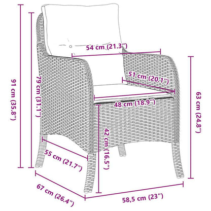 Garten Essgruppe mit Kissen 3 pcs Beige Poly Rattan