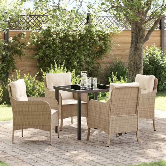 Garten Essgruppe mit Kissen 5 pcs Beige Poly Rattan