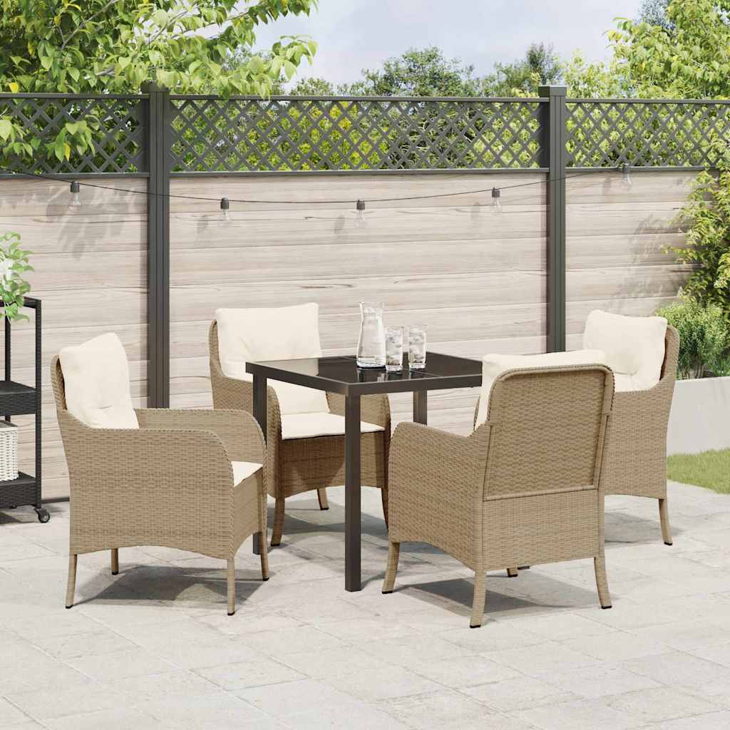 Garten Essgruppe mit Kissen 5 pcs Beige Poly Rattan