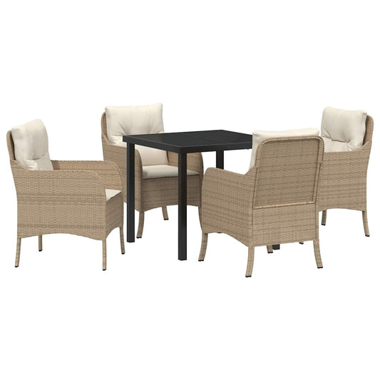 Garten Essgruppe mit Kissen 5 pcs Beige Poly Rattan