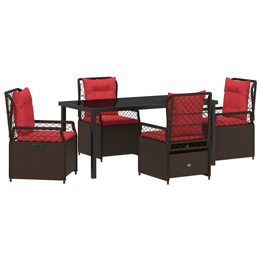 Garten Essgruppe 5 pcs Braun Poly-Rattan