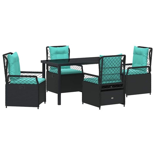Garten Essgruppe 5 pcs Schwarz Poly-Rattan