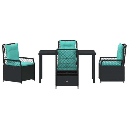 Garten Essgruppe 5 pcs Schwarz Poly-Rattan