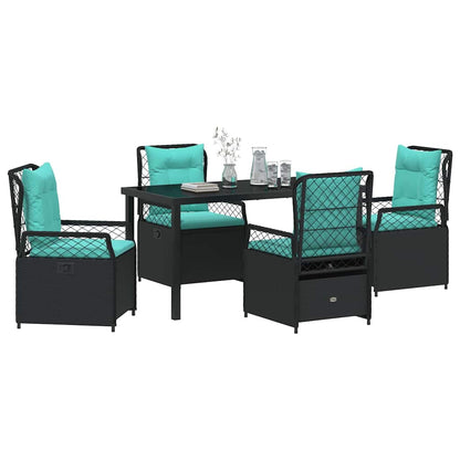 Garten Essgruppe 5 pcs Schwarz Poly-Rattan