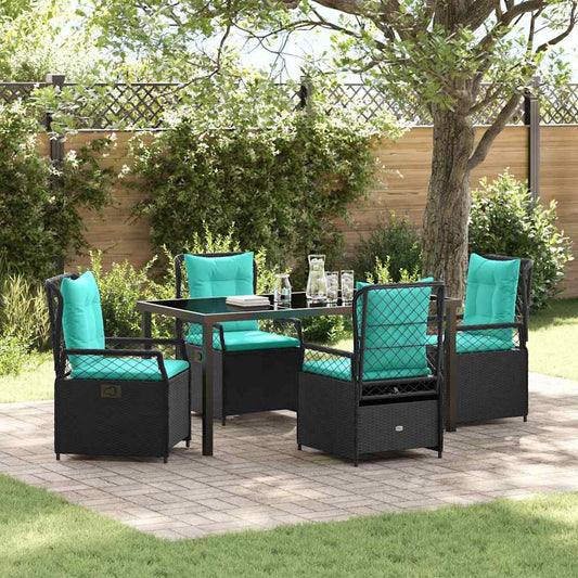 Garten Essgruppe 5 pcs Schwarz Poly-Rattan