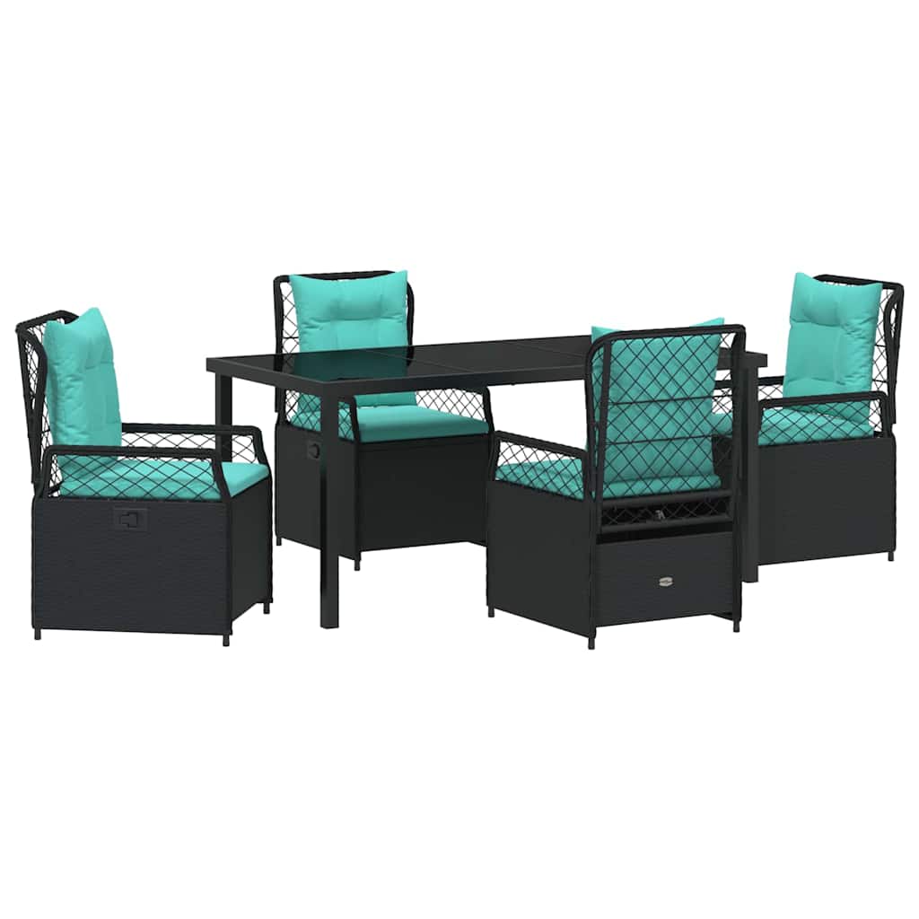 Garten Essgruppe 5 pcs Schwarz Poly-Rattan