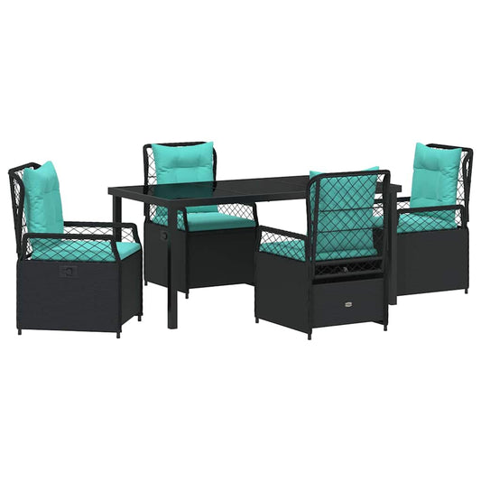 Garten Essgruppe 5 pcs Schwarz Poly-Rattan