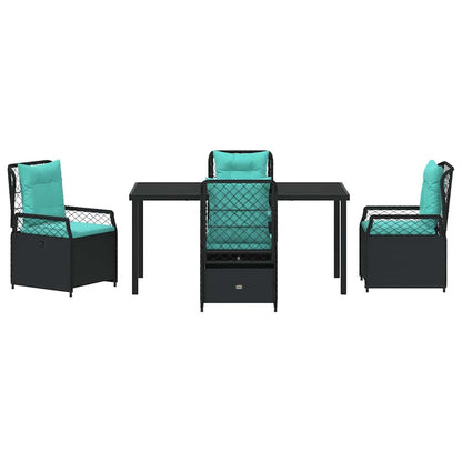 Garten Essgruppe 5 pcs Schwarz Poly-Rattan